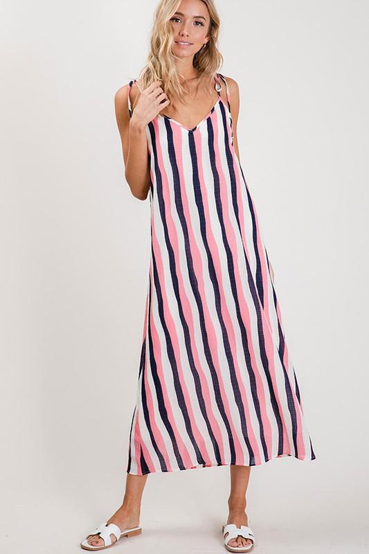 V Neck with Tie Strap Maxi