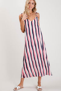 V Neck with Tie Strap Maxi