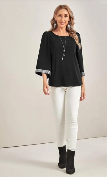 Sequin Sleeve Top