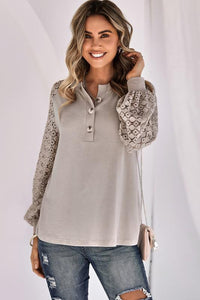 Button Lace Knit Top