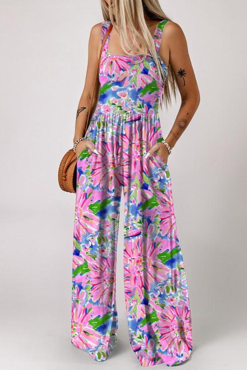 Smocked Floral Jumpsuit