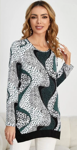 Multi Print Split Hem Top