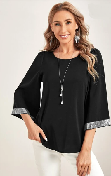 Sequin Sleeve Top