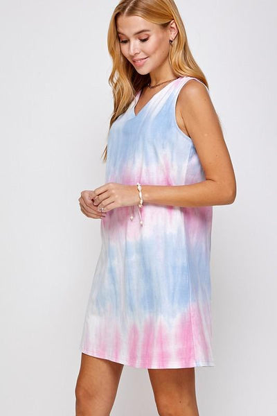 Tie Dye V Neck Dress