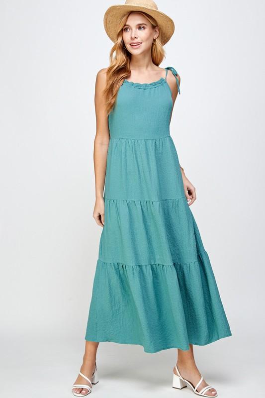 Tie Shoulder Tiered Maxi Dress