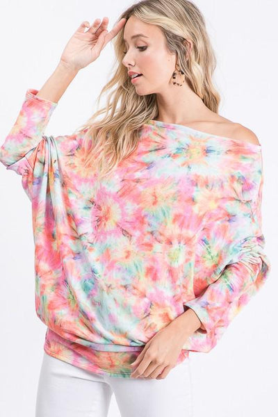 Confetti Print One Off Shoulder Top