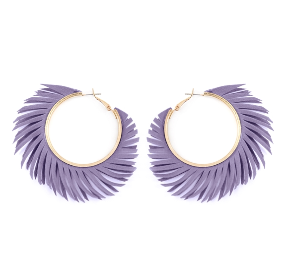 Pig Skin Hoop Fringe Earrings