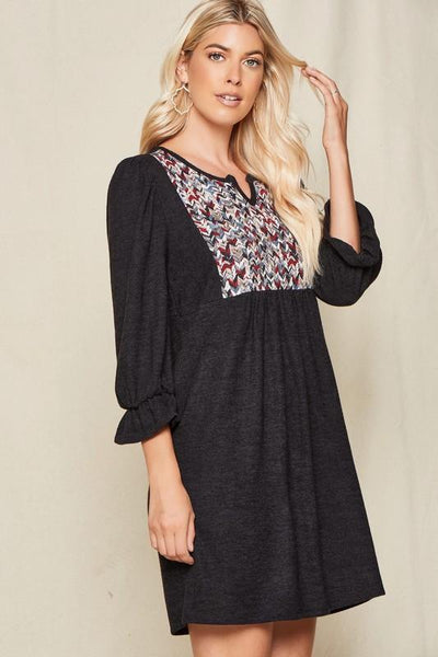 Yoke Contrast Sweater Dress