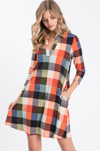 Plaid Print Collar Dress