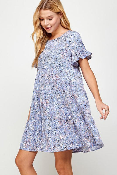 Multi Blue Tiered Dress