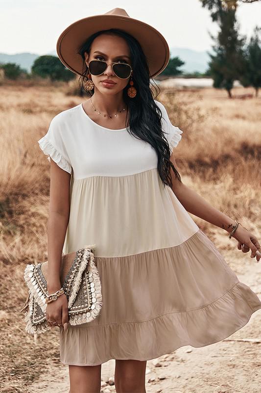 Color Block Babydoll Dress