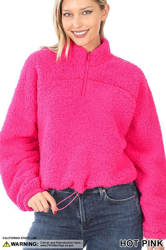 Half Hem Sherpa Pullover