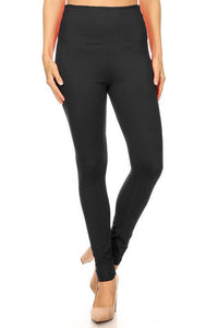Solid Cotton Leggings with Wide Waist Band