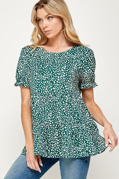 Tiered Animal Print Top