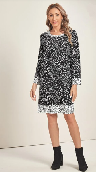 Contrast Print Tunic Dress