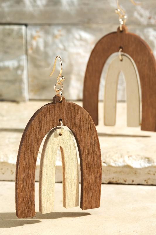 Two Tone Double Arch Wood Earrings