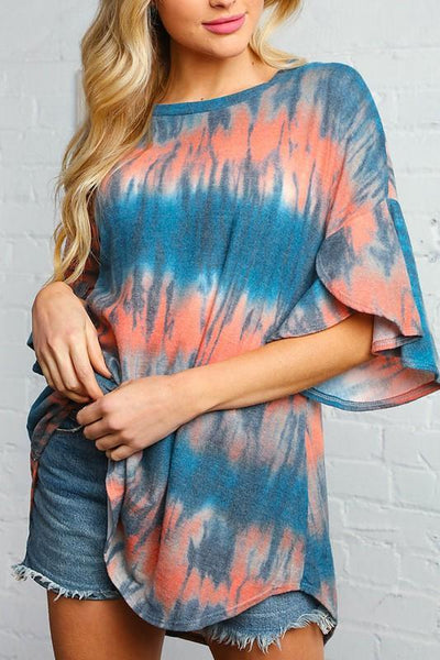 Tie Dye, Boat Neck Top