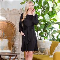 Puff Sleeve Dress with Front Tie