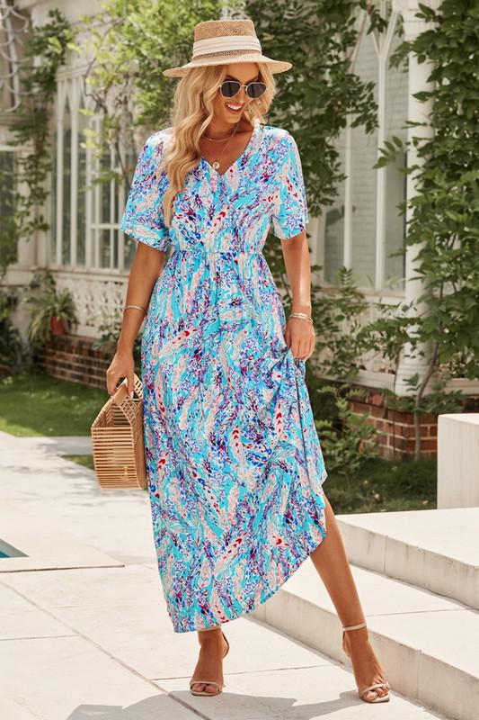 V Neck floral Maxi