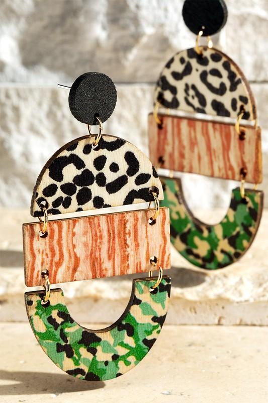 Wood Mix Print Earrings