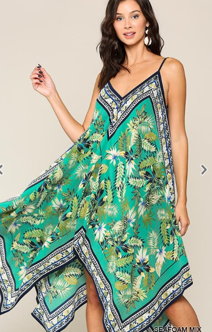 Tropical Scarf Print Dress