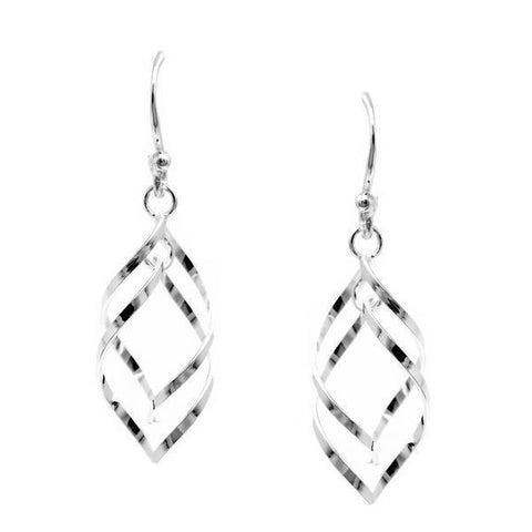 Double Curved Teardrop Earrings - STERLING SILVER