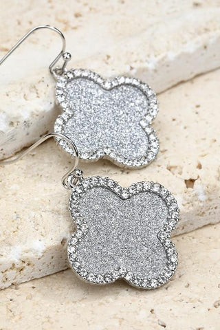 Pave Glitter Clover Earrings