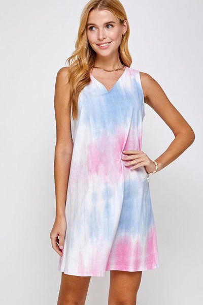 Tie Dye V Neck Dress