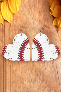 Heart Shaped Baseball/Softball Earrings