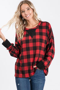 Black and Red Plaid Pullover Top