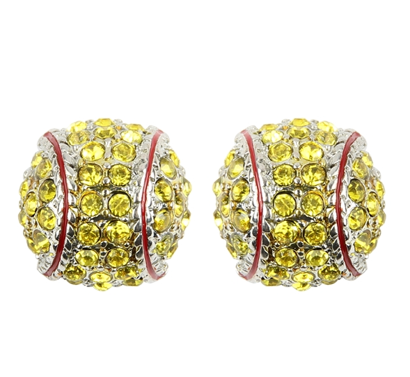 Rhinestone Softball Earrings 12mm