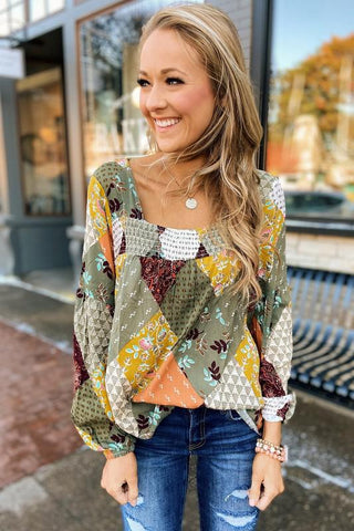 Patchwork Printed Top