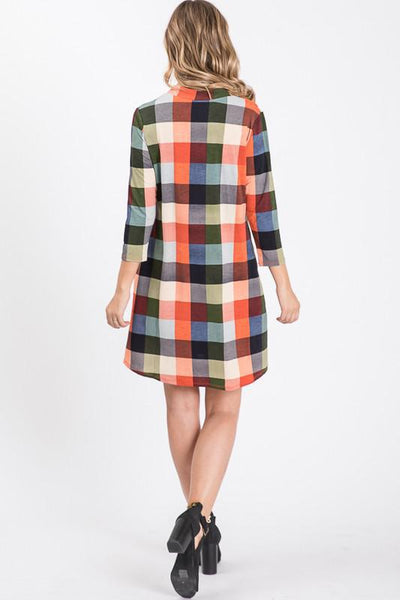 Plaid Print Collar Dress